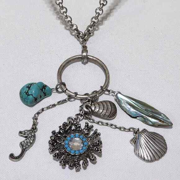 Chico's Jewelry - Chico's seahorse, turquoise, and‎ Seashell long pendant necklace